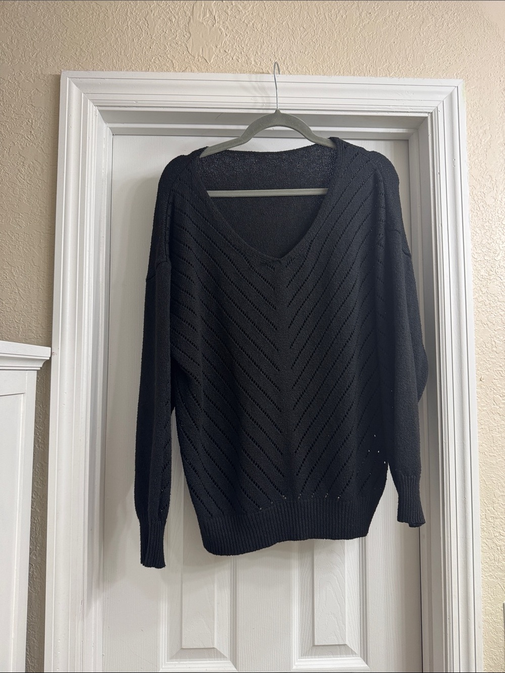 Women’s Black V-Neck Knit Sweater